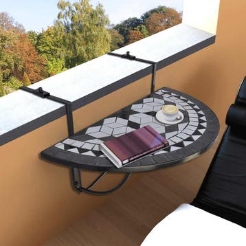 vidaXL Balkontafel hangend mozaïek zwart en wit, Tuin en Terras, Tuintafels, Verzenden, Nieuw