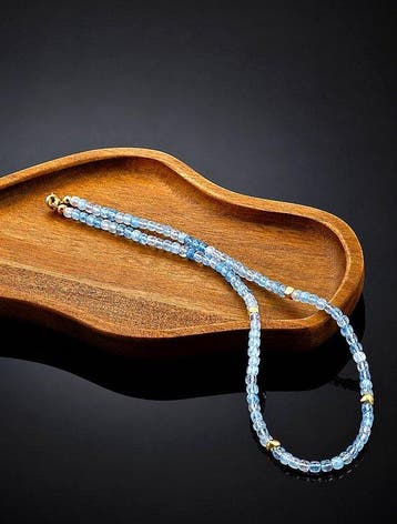 Blauwe aquamarijn-edelsteenketting - 925 sterlingzilver,