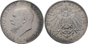 3 Mark 1914 D Bayern Ludwig Iii 1913-1918, Verzenden, België