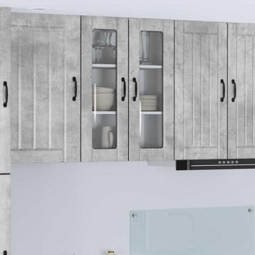 vidaXL Wandglas Kasten LUCCA Betongrijs 60 x 31 x 80 cm, Verzenden, Nieuw
