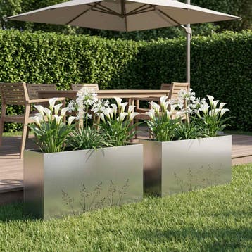 vidaXL Plantenbak 2 st zilver 100 x 20 x 49 cm, Verzenden, Nieuw