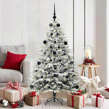 vidaXL Kunstmatige Voorverlichte Kerstboom met Ballenset, Verzenden, Nieuw