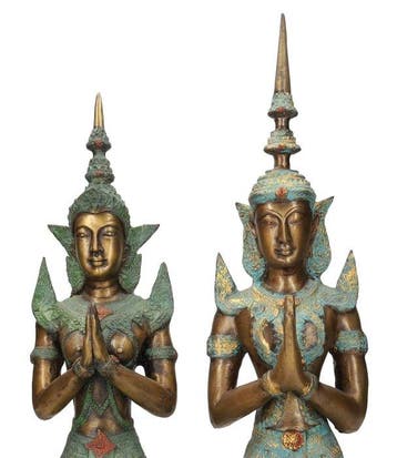 sculptuur, Vintage Teppanom - Temple guardians - 48 cm -, Antiek en Kunst