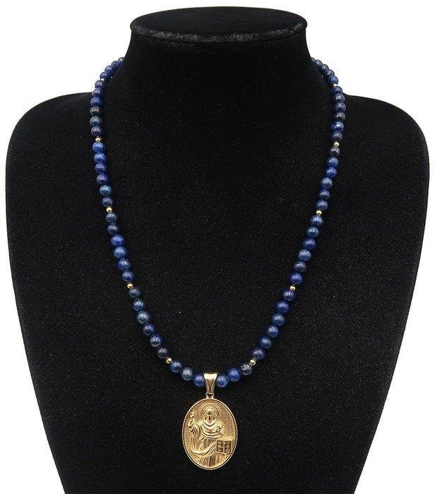 Lapis lazuli - Sint-Vincent Ferrier – Gidsende Halsketting –, Antiek en Kunst, Antiek | Boeken en Manuscripten