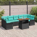 vidaXL Tuinbank Set met opslag 8 pcs Zwart Poly rattan, Verzenden