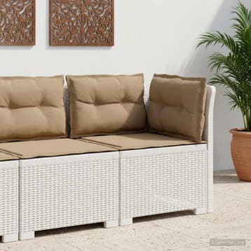 vidaXL Eén-zits Tuin Sofa met Kussens Rieten Look PP Wit, Verzenden, Nieuw