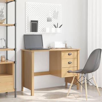 vidaXL Bureau met lades HILL Honing bruin 100 x 45 x 74 cm, Verzenden, Nieuw
