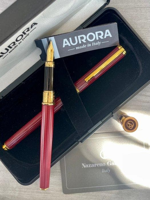 Aurora - Kona red titanium + Nazareno Gabrielli fountain pen, Collections, Stylos