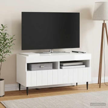 vidaXL LED tv-meubel Hoogglans Wit Bewerkt hout, Verzenden, Nieuw