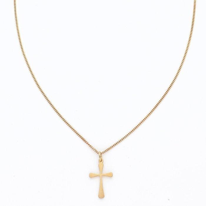 Halsketting - 14 karaat Geel goud - Kruis, Handtassen en Accessoires, Kettingen