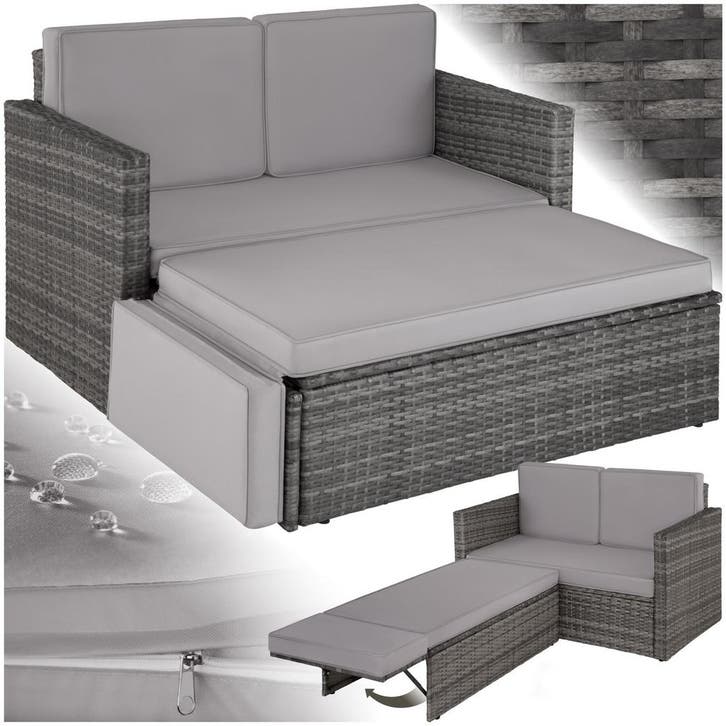 Wicker loungesofa Corfu - grijs, Jardin & Terrasse, Ensembles de jardin, Envoi