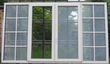pvc raam , chassis , venster 283 x 168 creme / kwartsgrijs, Ophalen of Verzenden, Raamkozijn