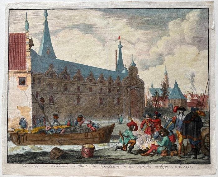 Nederland - Breda; J. Luyken - Veroveringe van t Kasteel, Livres, Atlas & Cartes géographiques
