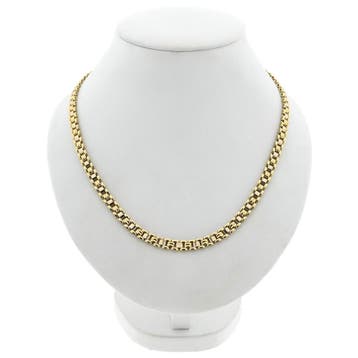 Bicolor gouden panterschakel ketting, Handtassen en Accessoires, Kettingen, Ophalen of Verzenden, Gebruikt, Goud, Goud