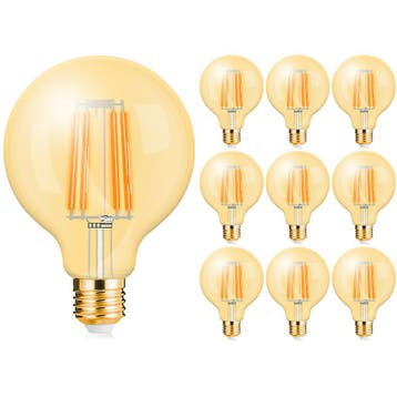 10x LED Lamp E27 Globe Filament Brinton 6W G95 2200K, Verzenden, Nieuw