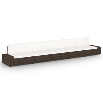 vidaXL 5-delige Loungeset met kussens poly rattan bruin, Verzenden, Nieuw, Loungeset