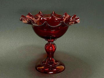 Murano Alzatina Vintage in Vetro Rosso Rubino - XX Secolo -