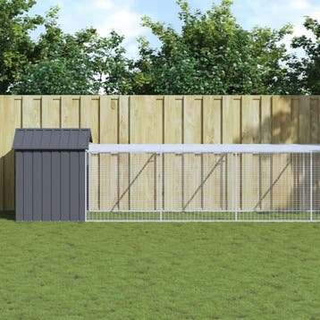 vidaXL Kippenhok met ren 117x813x123 cm gegalvaniseerd staal, Verzenden, Nieuw
