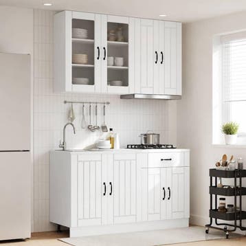 vidaXL Keukenblok LUCCA 4 st Wit Bewerkt hout, Huis en Inrichting, Verzenden, Nieuw