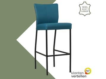 Leren barkruk Revolt hoog - Toledo Turquoise (blauw) -, Nieuw, Leer, Ophalen of Verzenden, 90 cm of meer