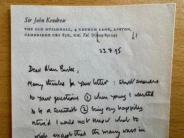 Sir John Kendrew - ALS Letter from Sir John Kendrew Nobel, Nieuw