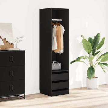 vidaXL Kledingkast met lades 50x50x200 cm bewerkt hout zwart, Verzenden, Nieuw