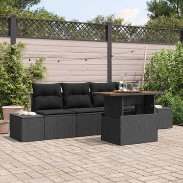 vidaXL Tuinbank Set 5 st Zwart en Bruin, Verzenden