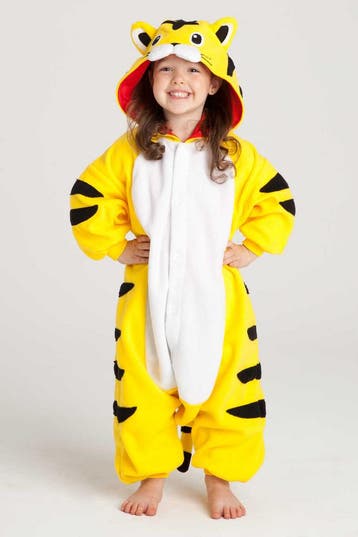 KIMU® Onesie Gele Tijger Pak 140-146 Tijgerpak Kostuum Geel, Kinderen en Baby's, Ophalen of Verzenden, Nieuw
