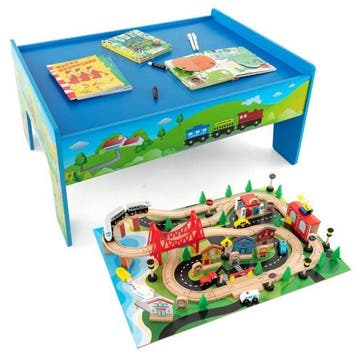 2dekans | Coast Treinspeelset met Houten Tafel - 80 Delig -, Ophalen of Verzenden, Nieuw