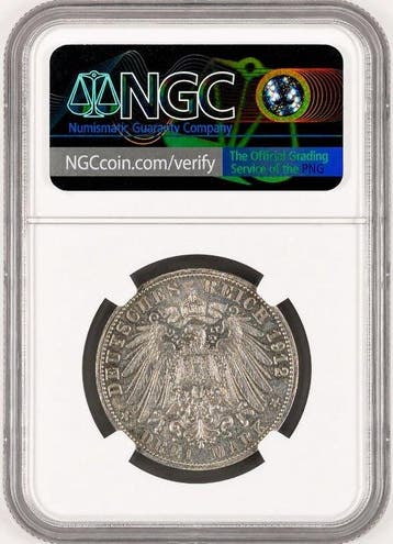 Duitsland, Pruisen Wilhelm II. 3 Mark 1912 - NGC AU58