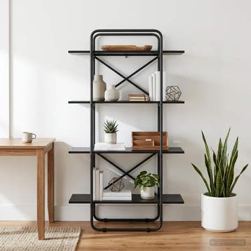 vidaXL Boekenplank 4-laags 60 x 35 x 140 cm PB Zwart eiken, Verzenden, Nieuw