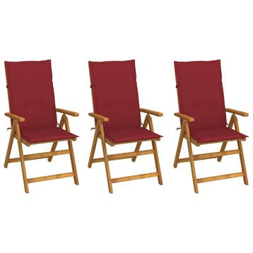 vidaXL Inklapbare stoelen 3 st met kussens massief, Verzenden, Nieuw