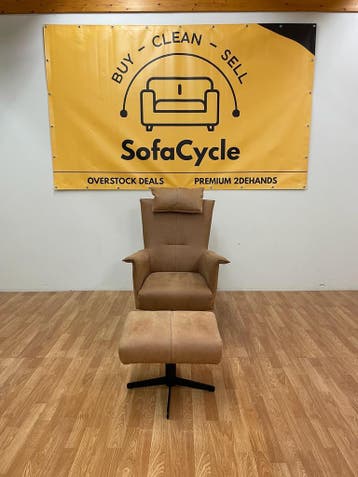 H&H fauteuil met voetbank. Nieuwprijs 1800 euro/ Sofacycle, Maison & Meubles, Fauteuils, Ophalen of Verzenden