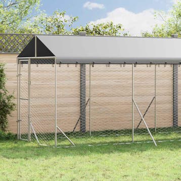 vidaXL Hondenkennel met dak 2x14x2,5 m gegalvaniseerd staal, Verzenden, Nieuw
