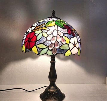 Tafellamp - Tiffany-stijl glas-in-lood tafellamp - Hars,, Antiek en Kunst