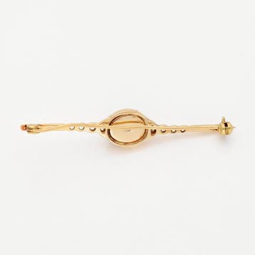 Broche - 14 karaat Geel goud - Granaat, Handtassen en Accessoires