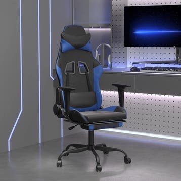 vidaXL Massage gamestoel met voetensteun kunstleer zwart en, Verzenden