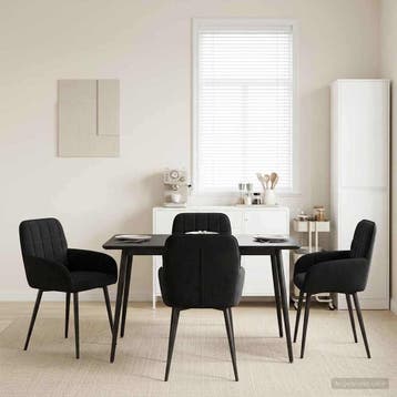 vidaXL Eetstoelen 4 st fluweel Zwart 56.5 x 50 x 85 cm, Huis en Inrichting, Verzenden, Nieuw