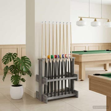 vidaXL Biljartkeu-stand Bewerkt hout 60 x 35 x 60 cm Grijs, Verzenden