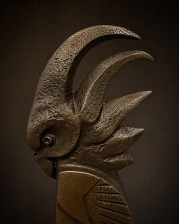 sculptuur, Art Deco bronzen kaketoe / papegaai – BJB Bronze