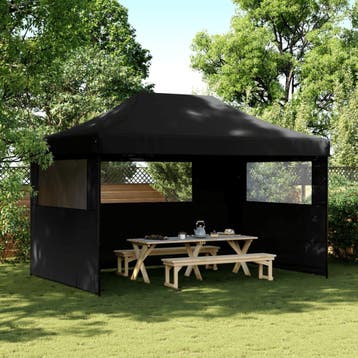 vidaXL Partytent inklapbaar pop-up met 3 zijwanden zwart, Verzenden, Nieuw