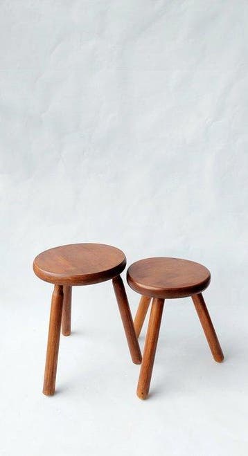 Tabouret (2) - Melk kruk - Bois - 2 tabourets de traite