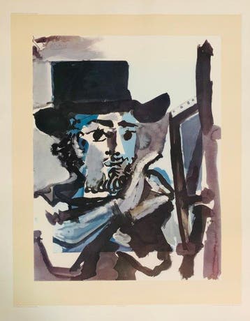 Pablo Picasso - “Painter at Work”. Gesigneerd in de plaat. -