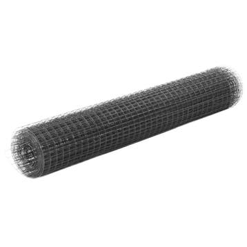 vidaXL Kippengaas 25x1 m staal met PVC coating grijs, Verzenden, Nieuw