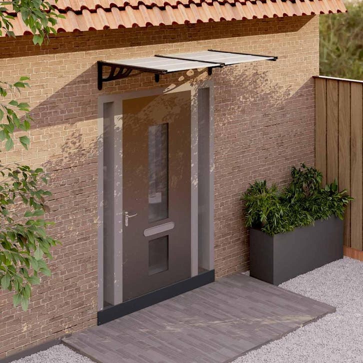 vidaXL Deurluifel 152,5x90 cm polycarbonaat zwart en, Tuin en Terras, Zonneschermen, Nieuw, Verzenden
