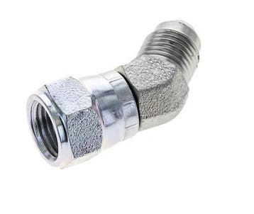 Raccord JIC coudé 45deg UNF 1/2-20 Mâle x Femelle Acier, Verzenden