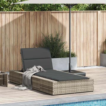 vidaXL Ligbed met zwevend kussen poly rattan lichtgrijs, Verzenden