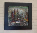 Hubert De Vries (1899-1979) - Vissersboten in de haven, Antiek en Kunst