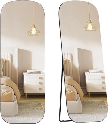 Staande spiegel160 x 50 cm met afgeronde hoeken - Aluminium, Huis en Inrichting, Woonaccessoires | Spiegels, Verzenden, Nieuw