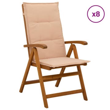 vidaXL Ligstoelen voor Tuin 8 st Naturel Massief Acacia Hout, Verzenden